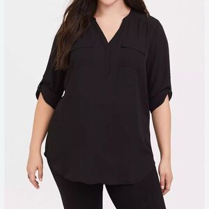 Torrid Harper Georgette pullover Black 3/4 Sleeve Blouse Top 4X